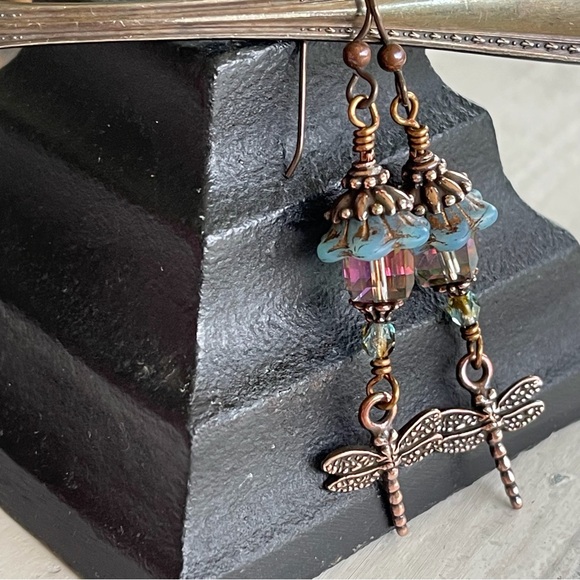 ARTISAN Earrings - “Dragonfly Lanterns” Dangles - Picture 3 of 12